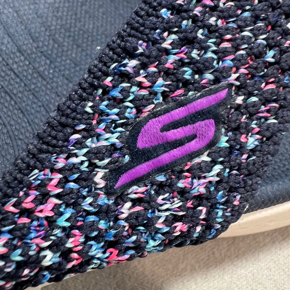 Skechers GoWalk Sandals Navy Multi Knit Thong Flip Flop Comfort Sporty Womens 11